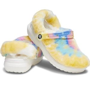 NWT Fuzzy Pastel Croc Clogs